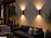 4 x led buiten wandlamp – 10w – 4200k neutraal wit - zwart/goud – ip65 – marvel-10 - afbeelding 2 van  6