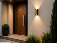4 x led buiten wandlamp – 10w – 4200k neutraal wit - zwart/goud – ip65 – marvel-10 - afbeelding 4 van  6