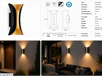 4 x led buiten wandlamp – 10w – 4200k neutraal wit - zwart/goud – ip65 – marvel-10 - afbeelding 6 van  6