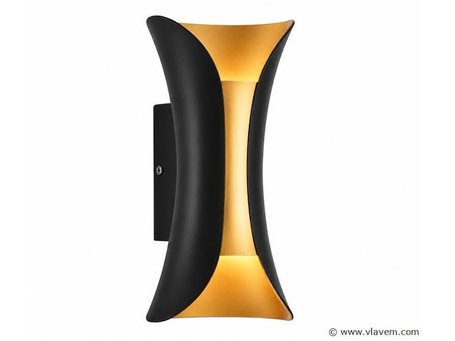 4 x led buiten wandlamp – 10w – 4200k neutraal wit - zwart/goud – ip65 – marvel-10 - afbeelding 2 van  5