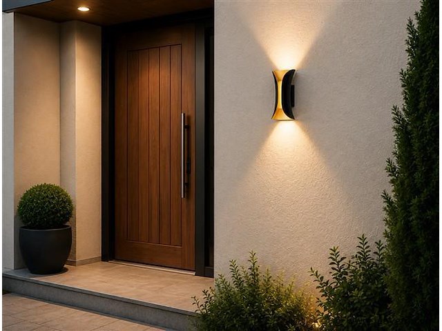 4 x led buiten wandlamp – 10w – 4200k neutraal wit - zwart/goud – ip65 – marvel-10 - afbeelding 3 van  5