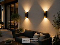 4 x led buiten wandlamp – 10w – 4200k neutraal wit - zwart/goud – ip65 – marvel-10 - afbeelding 1 van  6
