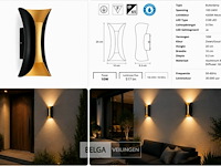 4 x led buiten wandlamp – 10w – 4200k neutraal wit - zwart/goud – ip65 – marvel-10 - afbeelding 6 van  6