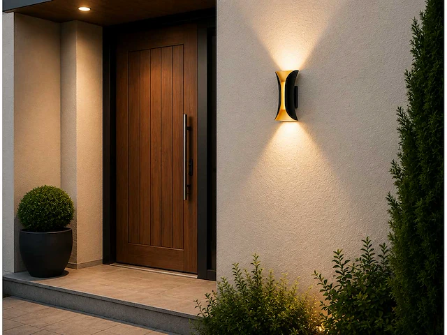 4 x led buiten wandlamp – 10w – 4200k neutraal wit - zwart/goud – ip65 – marvel-10 - afbeelding 5 van  15