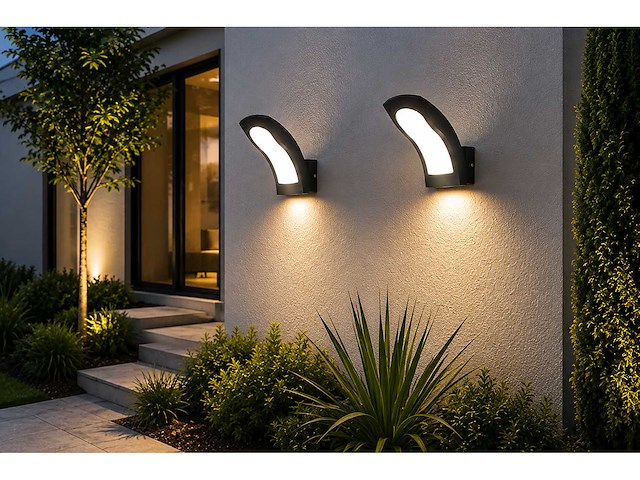 4 x led buiten wandlamp – 15w – 4200k neutraal wit - zwart – ip65 – superb - afbeelding 3 van  13