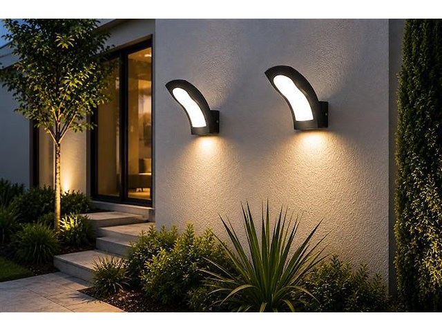 4 x led buiten wandlamp – 15w – 4200k neutraal wit - zwart – ip65 – superb - afbeelding 1 van  5