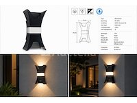 4 x led buiten wandlamp – 17w – 4200k neutraal wit - zwart – ip54 – viper - afbeelding 2 van  5