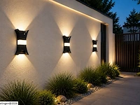 4 x led buiten wandlamp – 17w – 4200k neutraal wit - zwart – ip54 – viper - afbeelding 2 van  6