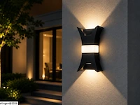 4 x led buiten wandlamp – 17w – 4200k neutraal wit - zwart – ip54 – viper - afbeelding 4 van  6