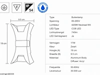 4 x led buiten wandlamp – 17w – 4200k neutraal wit - zwart – ip54 – viper - afbeelding 5 van  6
