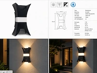 4 x led buiten wandlamp – 17w – 4200k neutraal wit - zwart – ip54 – viper - afbeelding 6 van  6
