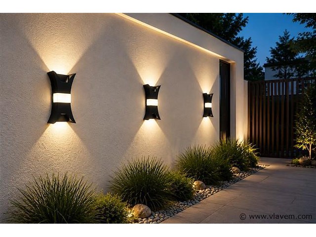 4 x led buiten wandlamp – 17w – 4200k neutraal wit - zwart – ip54 – viper - afbeelding 1 van  5