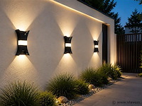 4 x led buiten wandlamp – 17w – 4200k neutraal wit - zwart – ip54 – viper - afbeelding 1 van  5