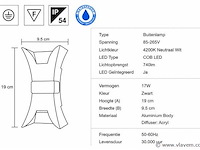 4 x led buiten wandlamp – 17w – 4200k neutraal wit - zwart – ip54 – viper - afbeelding 4 van  5