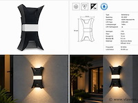 4 x led buiten wandlamp – 17w – 4200k neutraal wit - zwart – ip54 – viper - afbeelding 5 van  5