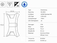 4 x led buiten wandlamp – 17w – 4200k neutraal wit - zwart – ip54 – viper - afbeelding 5 van  6