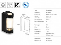 4 x led buiten wandlamp – 6w – 4200k neutraal wit - zwart – ip65 – vector-6 - afbeelding 3 van  5