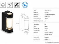 4 x led buiten wandlamp – 6w – 4200k neutraal wit - zwart – ip65 – vector-6 - afbeelding 4 van  5