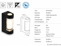 4 x led buiten wandlamp – 6w – 4200k neutraal wit - zwart – ip65 – vector-6 - afbeelding 4 van  5