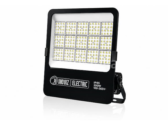 4 x led floodlight 200w – 6400k koud wit - zwart – ip65 – borneo-200 - afbeelding 2 van  5