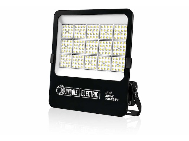 4 x led floodlight 200w – 6400k koud wit - zwart – ip65 – borneo-200 - afbeelding 2 van  5