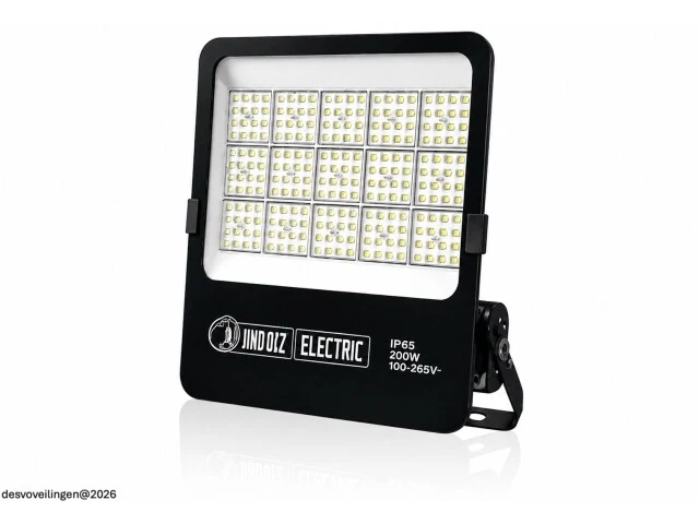 4 x led floodlight 200w – 6400k koud wit - zwart – ip65 – borneo-200 - afbeelding 3 van  6