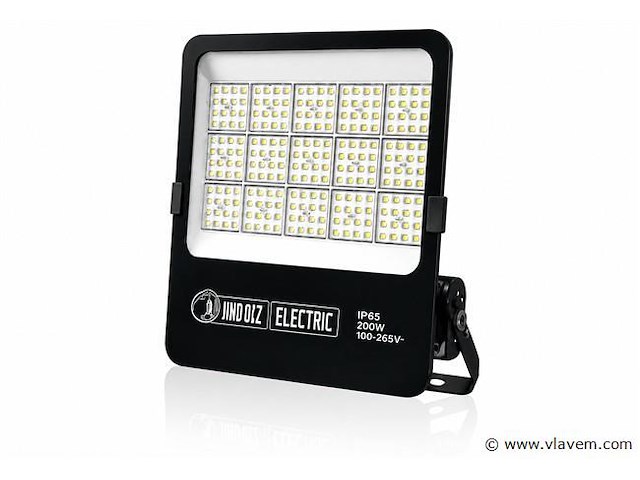4 x led floodlight 200w – 6400k koud wit - zwart – ip65 – borneo-200 - afbeelding 2 van  5