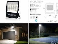 4 x led floodlight 200w – 6400k koud wit - zwart – ip65 – borneo-200 - afbeelding 5 van  5