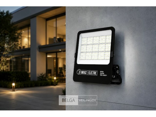 4 x led floodlight 200w – 6400k koud wit - zwart – ip65 – borneo-200 - afbeelding 2 van  6