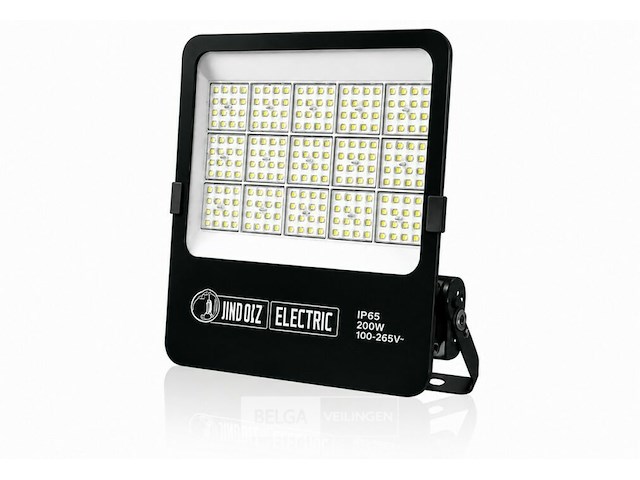 4 x led floodlight 200w – 6400k koud wit - zwart – ip65 – borneo-200 - afbeelding 3 van  6
