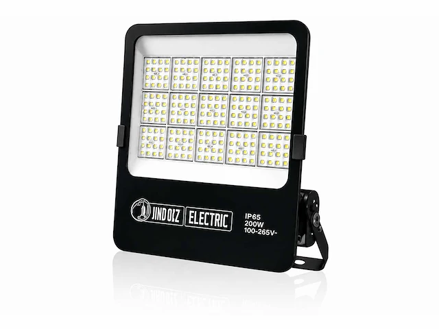 4 x led floodlight 200w – 6400k koud wit - zwart – ip65 – borneo-200 - afbeelding 2 van  5