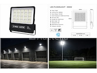 4 x led floodlight 300w – 6400k koud wit - zwart – ip65 – borneo-300 - afbeelding 1 van  5