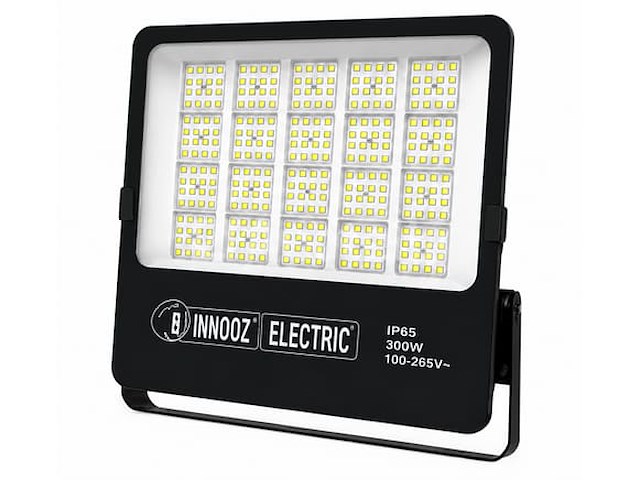 4 x led floodlight 300w – 6400k koud wit - zwart – ip65 – borneo-300 - afbeelding 2 van  5
