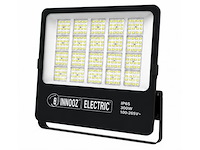 4 x led floodlight 300w – 6400k koud wit - zwart – ip65 – borneo-300 - afbeelding 2 van  5