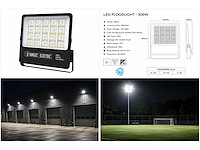 4 x led floodlight 300w – 6400k koud wit - zwart – ip65 – borneo-300 - afbeelding 3 van  3
