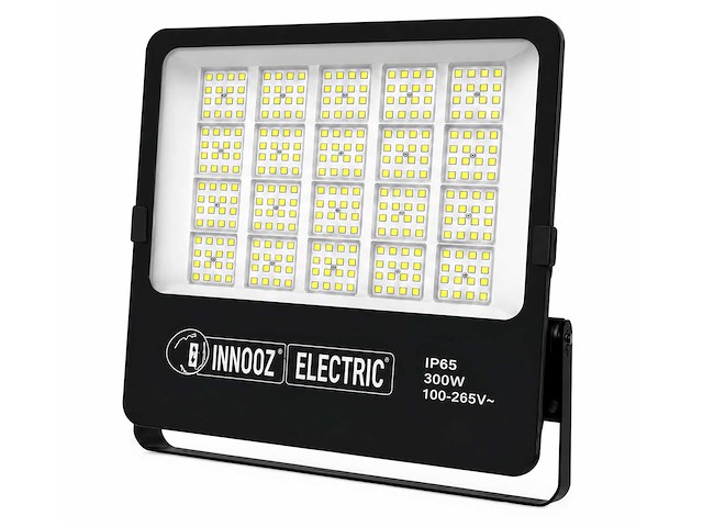 4 x led floodlight 300w – 6400k koud wit - zwart – ip65 – borneo-300 - afbeelding 2 van  5