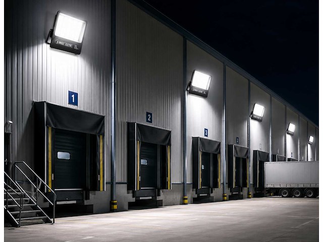 4 x led floodlight 300w – 6400k koud wit - zwart – ip65 – borneo-300 - afbeelding 3 van  5