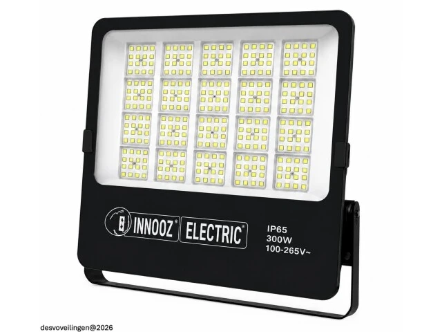 4 x led floodlight 300w – 6400k koud wit - zwart – ip65 – borneo-300 - afbeelding 3 van  6