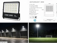 4 x led floodlight 300w – 6400k koud wit - zwart – ip65 – borneo-300 - afbeelding 6 van  6