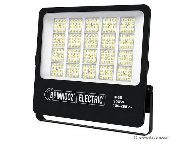 4 x led floodlight 300w – 6400k koud wit - zwart – ip65 – borneo-300 - afbeelding 2 van  5