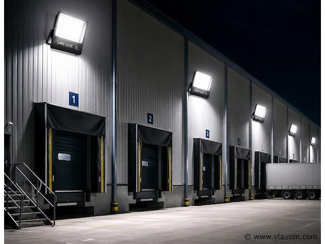 4 x led floodlight 300w – 6400k koud wit - zwart – ip65 – borneo-300 - afbeelding 3 van  5