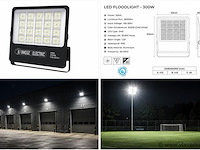 4 x led floodlight 300w – 6400k koud wit - zwart – ip65 – borneo-300 - afbeelding 5 van  5