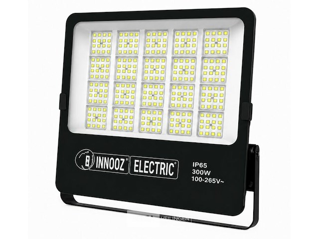 4 x led floodlight 300w – 6400k koud wit - zwart – ip65 – borneo-300 - afbeelding 3 van  6