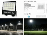4 x led floodlight 300w – 6400k koud wit - zwart – ip65 – borneo-300 - afbeelding 6 van  6