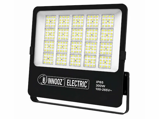 4 x led floodlight 300w – 6400k koud wit - zwart – ip65 – borneo-300 - afbeelding 2 van  5