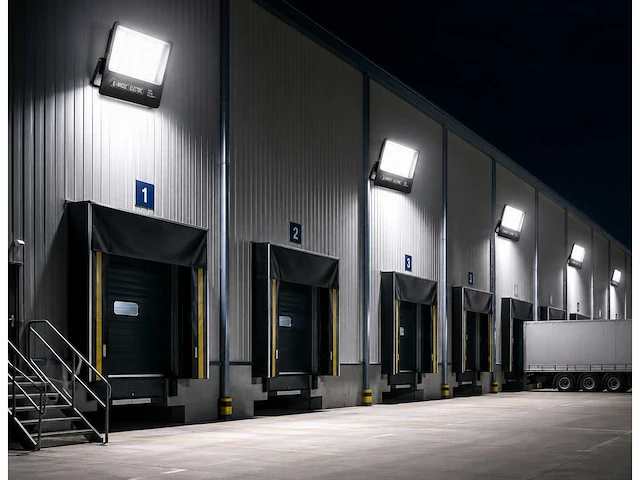 4 x led floodlight 300w – 6400k koud wit - zwart – ip65 – borneo-300 - afbeelding 3 van  5