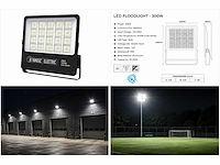 4 x led floodlight 300w – 6400k koud wit - zwart – ip65 – borneo-300 - afbeelding 5 van  5