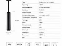 4 x led hangspot voor magnetische rail – 48v – 20w – 3000k warm wit - afbeelding 5 van  6