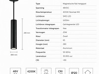 4 x led hangspot voor magnetische rail – 48v – 20w – 3000k warm wit - afbeelding 5 van  6