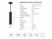 4 x led hangspot voor magnetische rail – 48v – 20w – 4200k neutraal wit - afbeelding 3 van  5